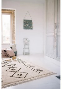 Covor crem lavabil/țesut manual din bumbac 140x210 cm Bereber Rhombs – Lorena Canals