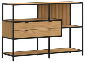 Bibliotecă neagră/în culoare naturală cu aspect de lemn de stejar 114x78x35 cm Seaford – Actona