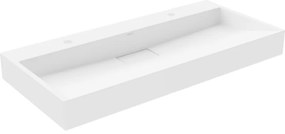 Mexen Ava chiuvetă pe blat din conglomerat 2 orificii 100 x 46 cm, Albă - 23011002