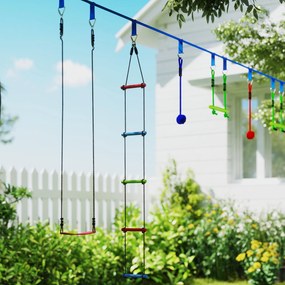 AIYAPLAY Parcurs de obstacole ninja pentru copii 10 accesorii 10 m, slackline și geantă de transport, albastru | Aosom Romania
