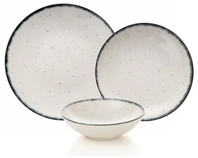 Set de masă 24 piese, porțelan, alb/negru