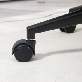 HOMCOM Scaun fauteuil de birou cu spătar și șezut capitonat reglabil în înălțime rotativ 360° bază neagră tapiterie țesătură gri | Aosom Romania