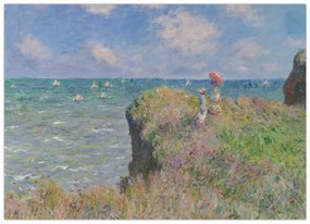 Tablou pe sticlă - Claude Monet, Cliff Walk at Pourville, reproducere (70x50 cm)