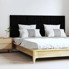 824862 vidaXL Tăblie de pat pentru perete, negru, 166x3x60 cm, lemn masiv pin