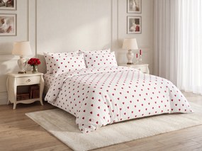 Lenjerie de pat din bumbac HEARTIS RED albă Dimensiune lenjerie de pat: 70 x 80 cm | 140 x 200 cm