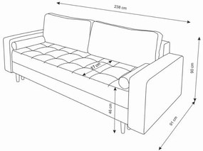 Supermobel Canapea extensibilă tapițată PRIMA, 238x90x91, itaka 48