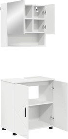 vidaXL Set de mobilier pentru baie 2 pcs Alb Lemn compozit & Metal