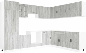 vidaXL Set de dulapuri de bucătărie 14 piese „Porto” lemn Sonoma gri