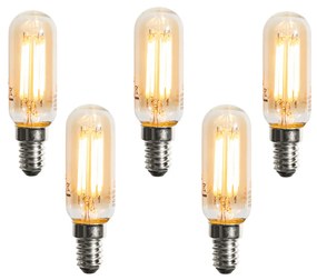 Set de 5 becuri LED E14 dimabile aurii T25 4W 300 lm 2200K