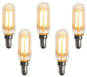 Set de 5 becuri LED E14 dimabile aurii T25 4W 300 lm 2200K