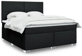 vidaXL Pat box spring cu saltea, negru, 180x200 cm, catifea