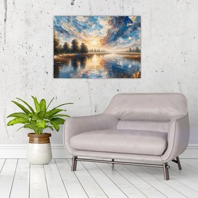 Tablou - Pictură cu soarele deasupra apei (70x50 cm)