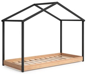 Pat pentru copii Marckeric Arthur, 90 x 190 cm, gri antracit