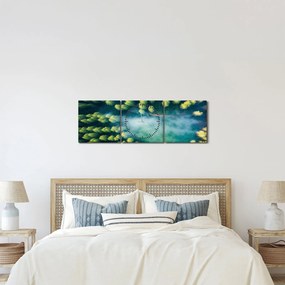 Tablou - O pădure învăluită în ceață (cu ceas) (90x30 cm)
