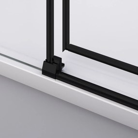 Cabina dus negru mat 140x80 cm, usa culisanta, grosime sticla 6 mm, tratament anticalcar, Ronal Divera