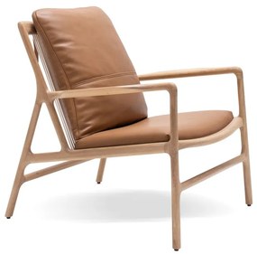 Fotoliu maro-natural cu tapițerie din piele Dedo – Gazzda