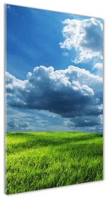 Fotografie imprimată pe sticlă Nori peste câmp