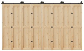 vidaXL Set feronerie pentru uși glisante, negru, 366 cm, oțel