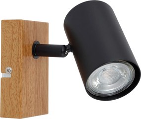 Aplică Industrial Klausen Zinnia AP1 10x12x6 cm, Metal Negru și Natur, Iluminat Accent perete Soclu GU10, Design Modern pentru Hol sau Dormitor