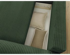 Colțar verde închis extensibil cu tapițerie din catifea reiată (cu colț pe partea stângă ) Lucien – Bobochic Paris