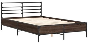 3280041 vidaXL Cadru de pat, stejar maro, 120x200 cm, lemn prelucrat și metal