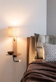 Aplica cu raft si reader LED, port USB si abajur textil in deschis Florence