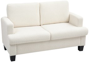 HOMCOM Canapea pentru Două Persoane cu Perne pentru Spate Detașabile, 138x70x80 cm, Alb Crem | Aosom Romania