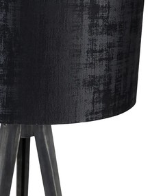 Lampa de podea trepied negru cu abajur negru 50 cm - Tripod Classic