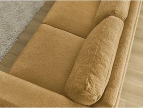 Canapea galben-muștar pentru dormitul zilnic/extensibilă cu tapițerie din chenille 220 cm Hugo – Bobochic Paris