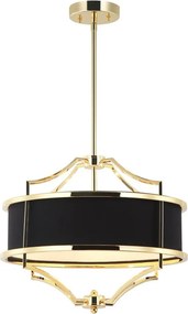Lustra suspendata din metal auriu si tesatura neagra Stesso S