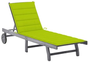 vidaXL Șezlong de grădină cu pernă, gri, lemn masiv de acacia