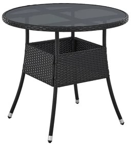 Juskys Masa rotunda Yoro Ø80 cm din ratan - negru