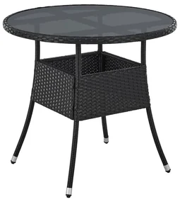 Juskys Masa rotunda Yoro Ø80 cm din ratan - negru