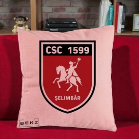 Perna Personalizata CSC 1599 Selimbar Fotbal, 40x40 cm, Roz, Husa Detasabila, Perna Inclusa, BEKZ®