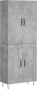 vidaXL Dulap înalt, gri beton, 69,5x34x180, lemn compozit
