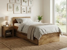 Pat ELISA 90 x 200 cm, stejar artisan Saltele: Saltea Sommera 18 cm, Somiera pat: Fara somiera