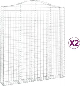 vidaXL Coșuri gabion arcuite, 2 buc 200x30x220/240cm, fier galvanizat