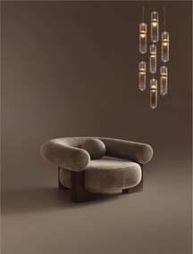 Lustra moderna cu 7 pendule LED, Metal, Auriu, Sticla, Amber, Norma