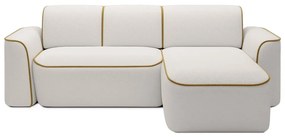 Colțar galben/crem cu tapițerie din țesătură bouclé (cu colț pe partea dreaptă/cu șezlong) Ume – ELTAP