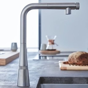 Grohe Zedra Baterie chiuveta bucatarie cu dus extractibil si buton SmartControl, crom