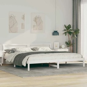 vidaXL Cadru de pat Alb 200 cm x 200 cm Metal și Lemn