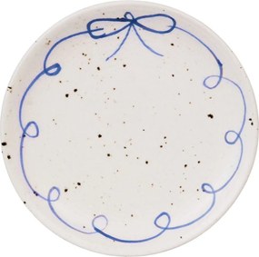 Farfurie decorativă vintage din ceramică, alb cu detalii albastre „Viola Bow”
