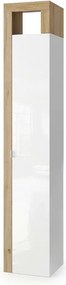Dulap coloana mare LC Mobili Italia Hamburg 35x188 cm finisaj alb lucios/lemn stejar