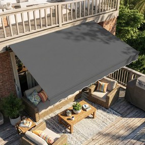 Outsunny Markiză cu brațe articulare 350 x 300 cm, markiză cu manivelă &amp; suport de perete inclus, unghi reglabil | Aosom Romania