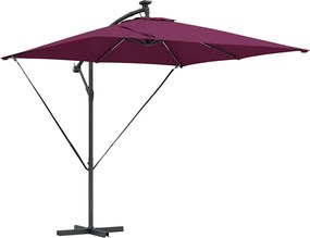 vidaXL Parasol banana cu brațe Roșu bordo 249 x 249 x 250 cm