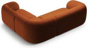 Colțar teracotă cu tapițerie din catifea (cu colț pe partea dreaptă/în formă de ”L”) Kate – Micadoni