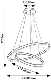 Lustra LED cu telecomanda cu 2 inele metal negru Isaure