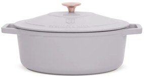 Oală din fontă emailată ovală cu capac 30 cm, 4.65L – Berlinger Haus Taupe Collection BH 6541, perfectă pentru cuptor, friptură și pâine