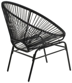 Set măsuță și 2 scaune de exterior Lady Pakoworld din metal și ratan, negru