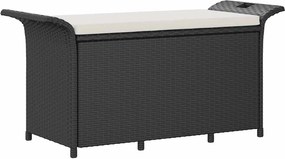vidaXL Bancă de grădină cu pernă, negru, 116x46x57 cm, poliratan